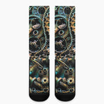 Steampunk Cogs And Gears Print Crew Socks