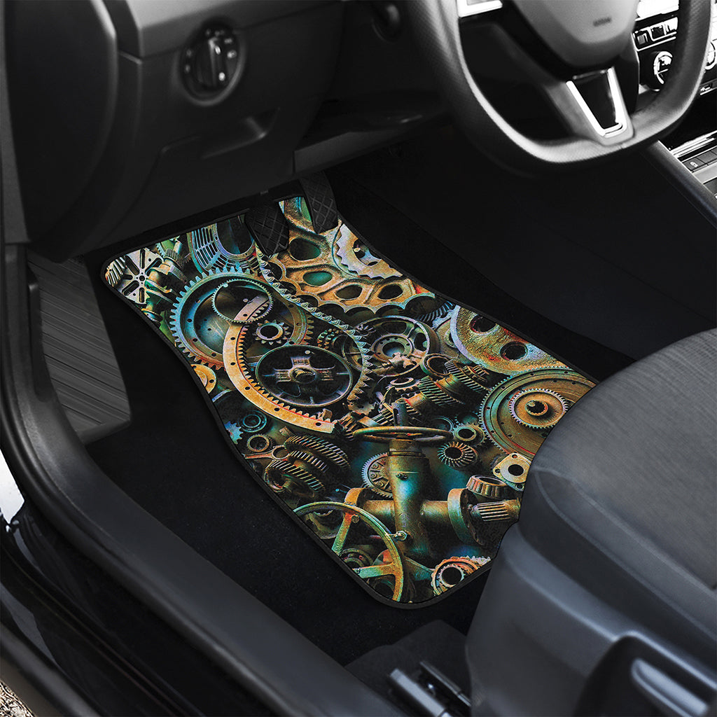 Steampunk Cogs And Gears Print Front and Back Car Floor Mats