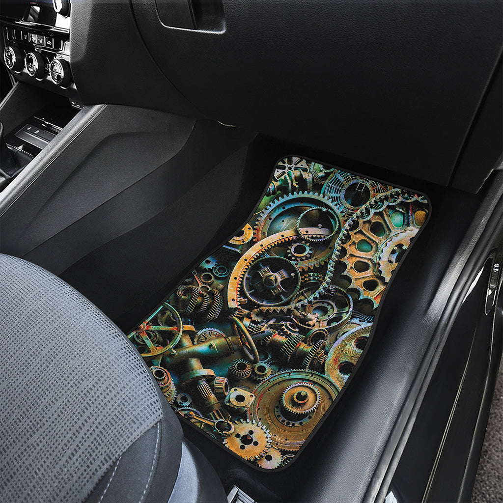 Steampunk Cogs And Gears Print Front and Back Car Floor Mats