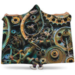 Steampunk Cogs And Gears Print Hooded Blanket