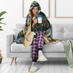 Steampunk Cogs And Gears Print Hooded Blanket