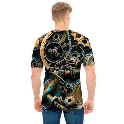 Steampunk Cogs And Gears Print Men's T-Shirt
