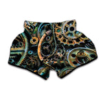 Steampunk Cogs And Gears Print Muay Thai Boxing Shorts