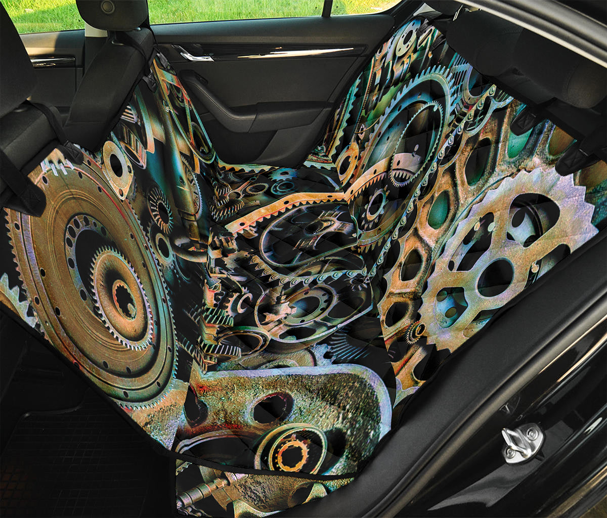 Steampunk Cogs And Gears Print Pet Car Back Seat Cover