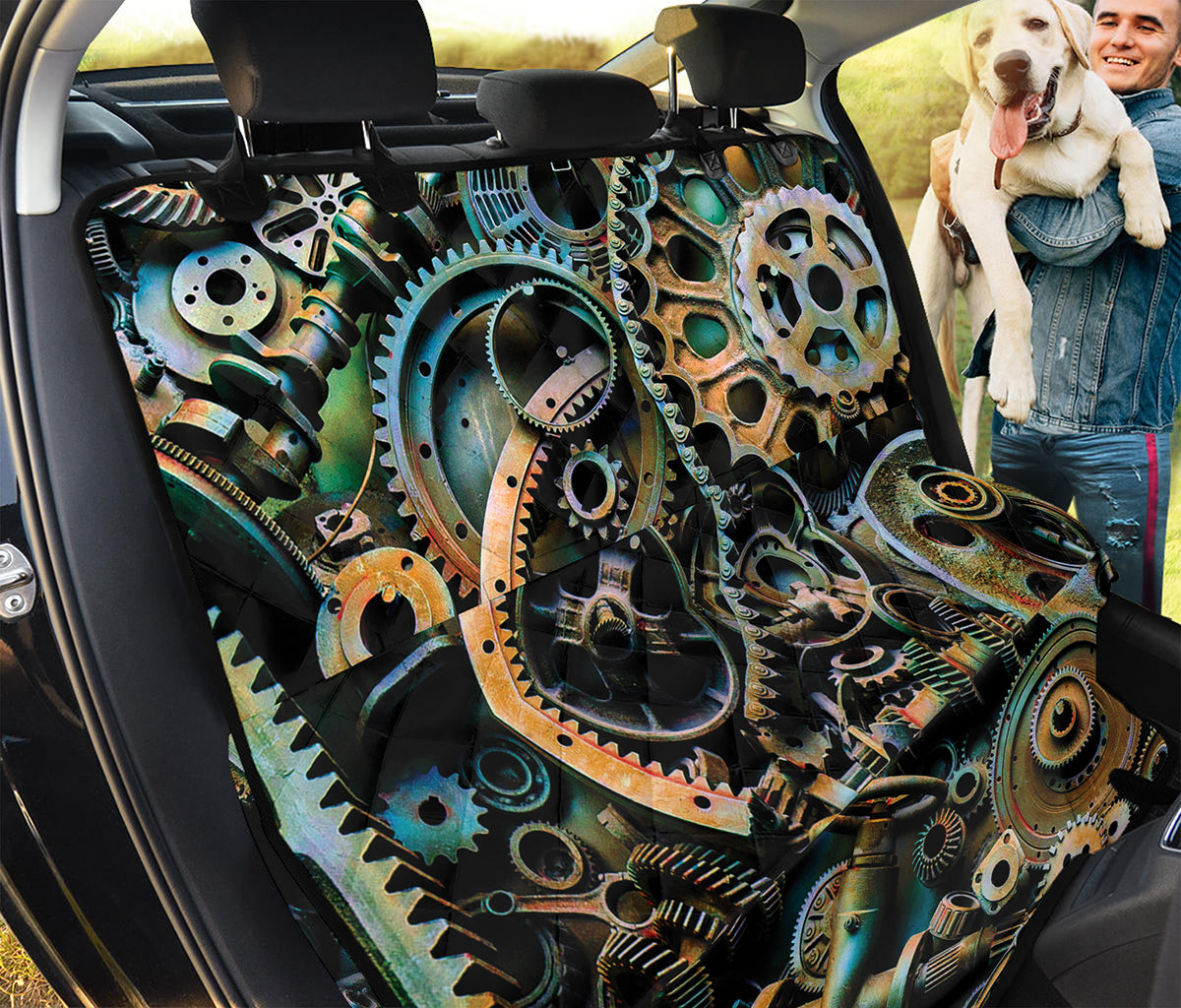 Steampunk Cogs And Gears Print Pet Car Back Seat Cover