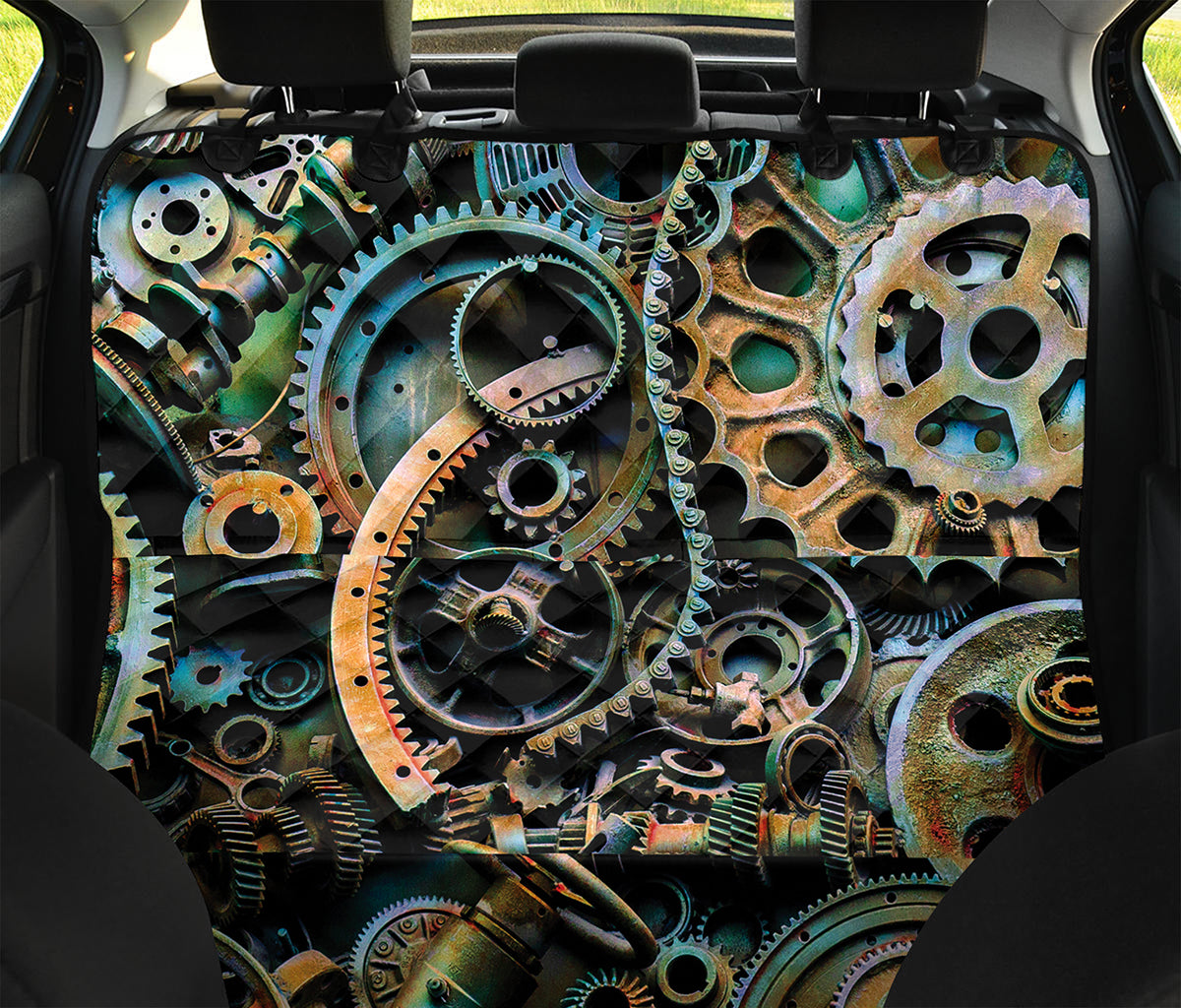 Steampunk Cogs And Gears Print Pet Car Back Seat Cover