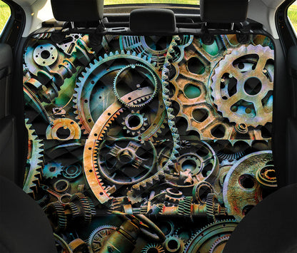 Steampunk Cogs And Gears Print Pet Car Back Seat Cover