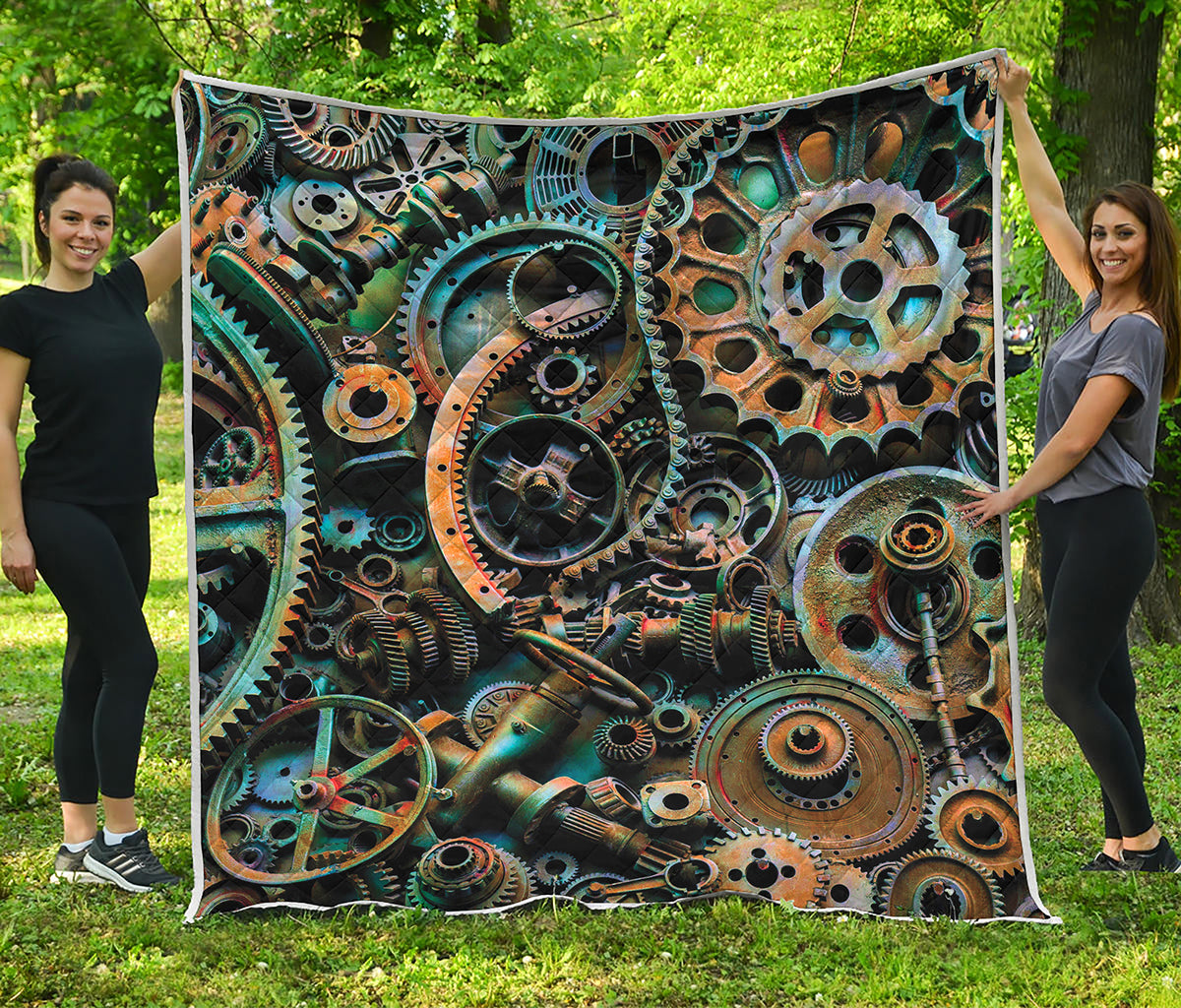 Steampunk Cogs And Gears Print Quilt
