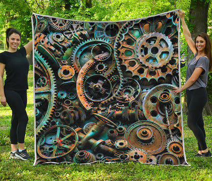 Steampunk Cogs And Gears Print Quilt