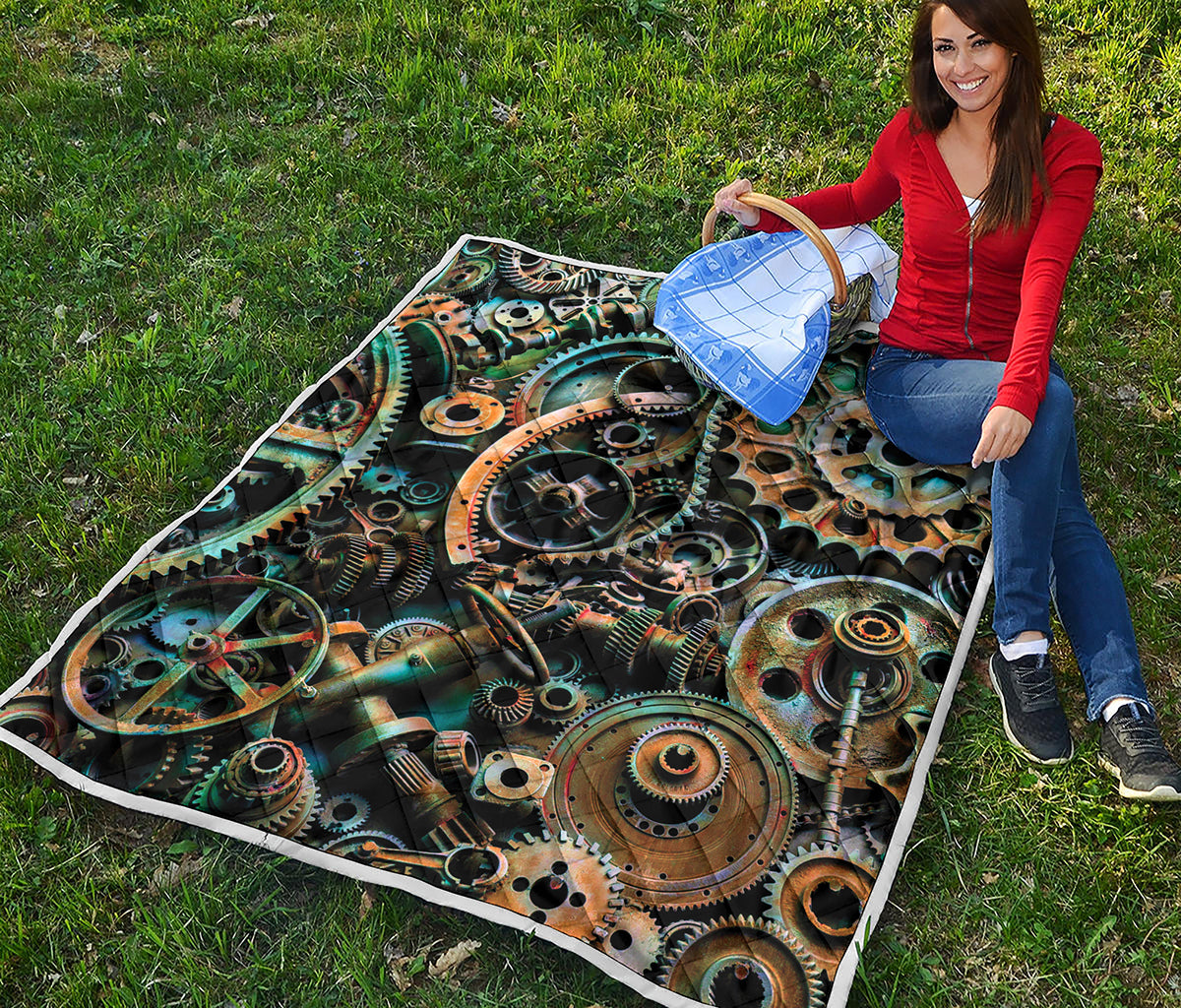 Steampunk Cogs And Gears Print Quilt