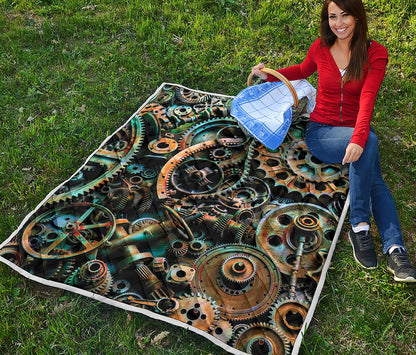Steampunk Cogs And Gears Print Quilt
