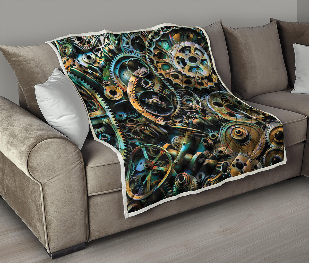 Steampunk Cogs And Gears Print Quilt
