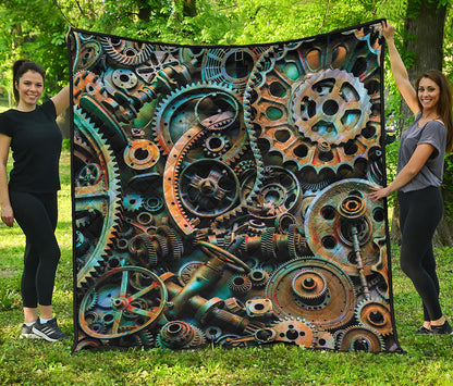 Steampunk Cogs And Gears Print Quilt