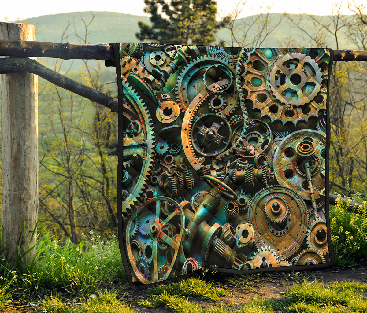 Steampunk Cogs And Gears Print Quilt