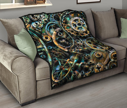 Steampunk Cogs And Gears Print Quilt