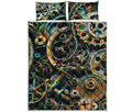 Steampunk Cogs And Gears Print Quilt Bed Set