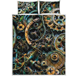 Steampunk Cogs And Gears Print Quilt Bed Set