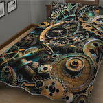 Steampunk Cogs And Gears Print Quilt Bed Set