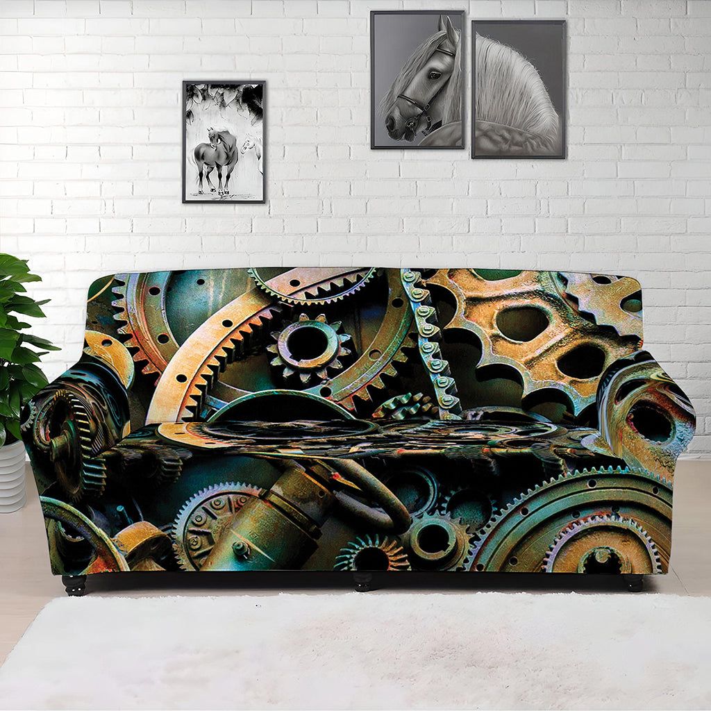 Steampunk Cogs And Gears Print Sofa Cover