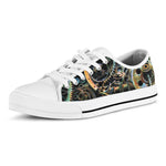 Steampunk Cogs And Gears Print White Low Top Shoes