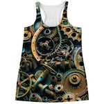 Steampunk Cogs And Gears Print Women's Racerback Tank Top