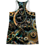 Steampunk Cogs And Gears Print Women's Racerback Tank Top