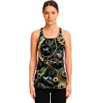 Steampunk Cogs And Gears Print Women's Racerback Tank Top