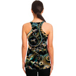 Steampunk Cogs And Gears Print Women's Racerback Tank Top