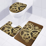 Steampunk Cogwheels Print 3 Piece Bath Mat Set