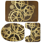 Steampunk Cogwheels Print 3 Piece Bath Mat Set