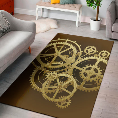 Steampunk Cogwheels Print Area Rug