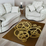 Steampunk Cogwheels Print Area Rug