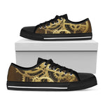 Steampunk Cogwheels Print Black Low Top Shoes 
