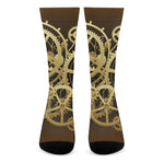 Steampunk Cogwheels Print Crew Socks