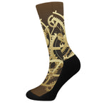 Steampunk Cogwheels Print Crew Socks