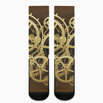 Steampunk Cogwheels Print Crew Socks