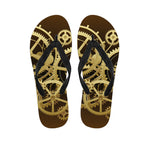 Steampunk Cogwheels Print Flip Flops
