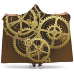 Steampunk Cogwheels Print Hooded Blanket