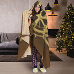 Steampunk Cogwheels Print Hooded Blanket