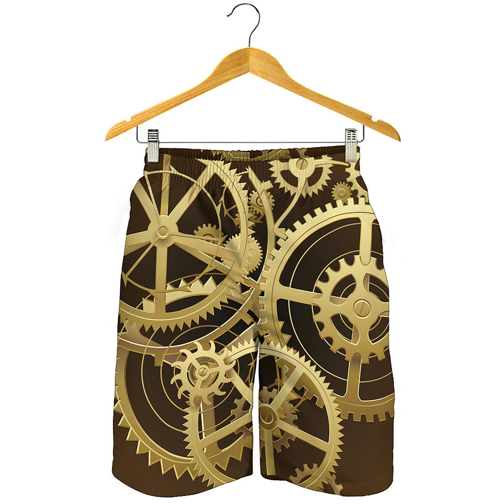 Cogwheels Steampunk Print Muay Thai Boxing Shorts