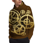 Steampunk Cogwheels Print Pullover Hoodie