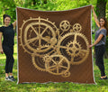 Steampunk Cogwheels Print Quilt