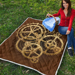 Steampunk Cogwheels Print Quilt
