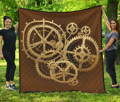 Steampunk Cogwheels Print Quilt