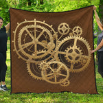 Steampunk Cogwheels Print Quilt