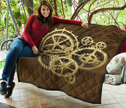 Steampunk Cogwheels Print Quilt