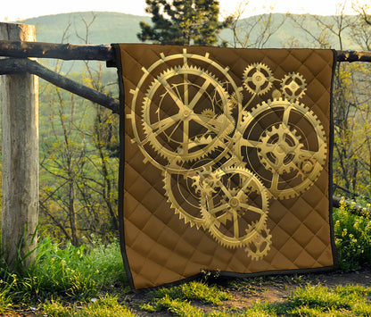 Steampunk Cogwheels Print Quilt