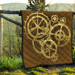 Steampunk Cogwheels Print Quilt