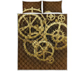 Steampunk Cogwheels Print Quilt Bed Set