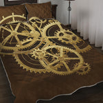 Steampunk Cogwheels Print Quilt Bed Set